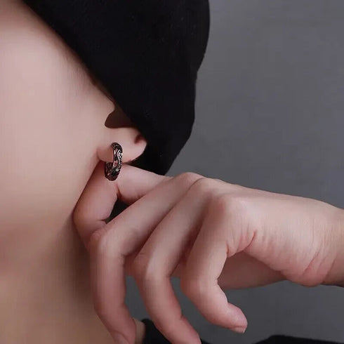 Punk Style Hollow Out Dragon Carved Unique Design Men Women Huggie Hoop Earrings